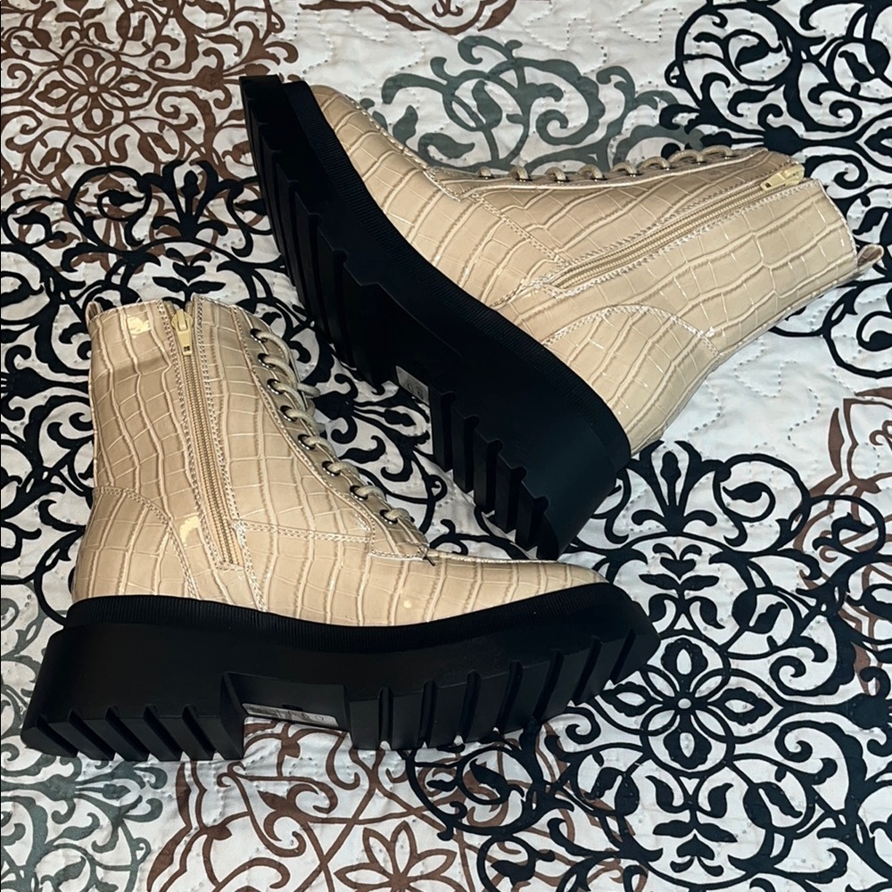 Topshop Kara Chunky Croc Ankle Boots